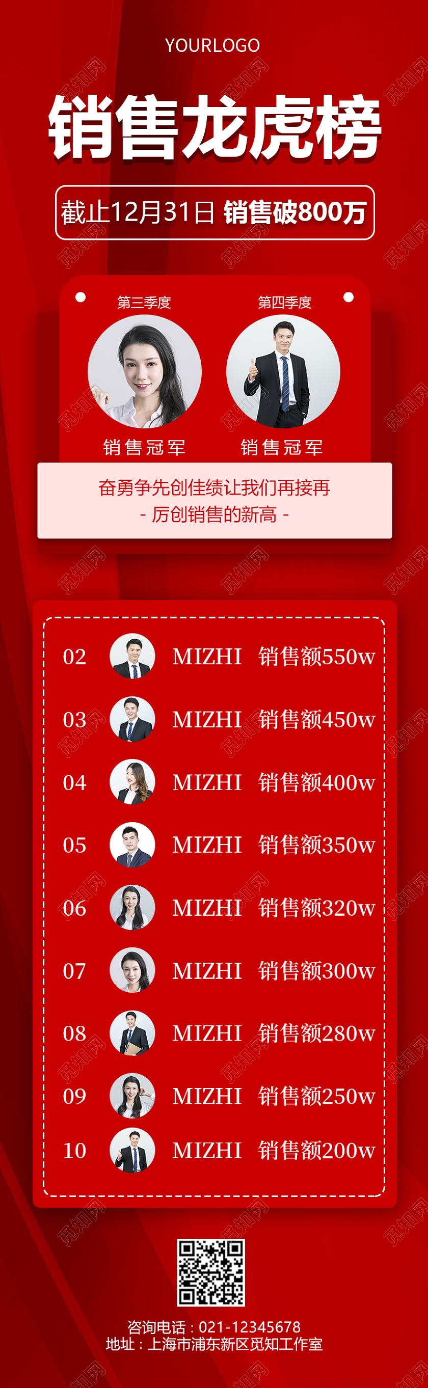 红色简约大气喜庆商务销售龙虎榜龙虎榜长图