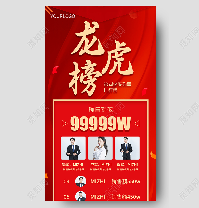 红色简约大气喜庆商务销售龙虎榜龙虎榜长图
