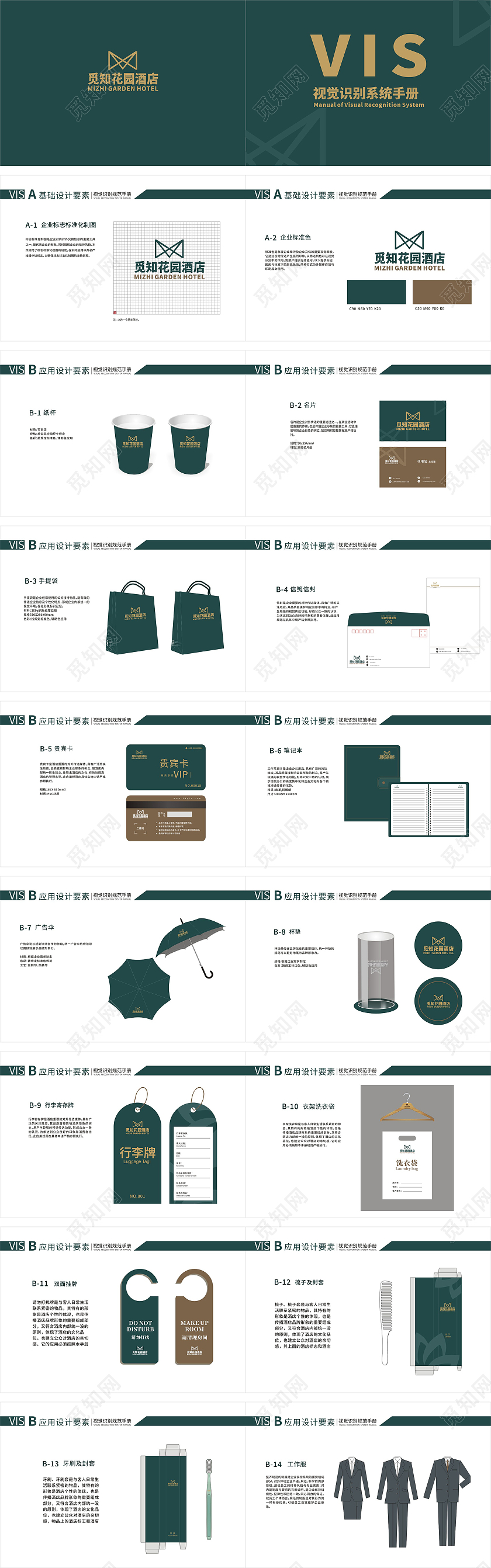 墨绿大气简约VI手册高档酒店VI手册vi手册