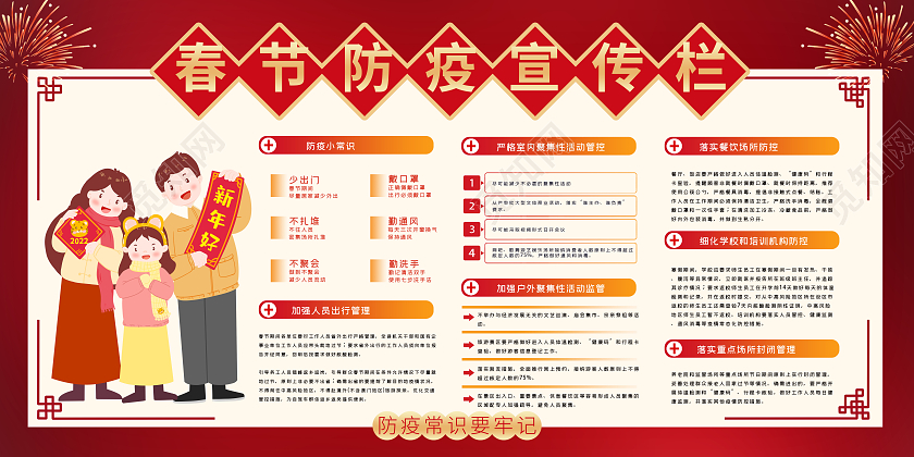 红色大气2022春节防疫宣传栏展板防疫春节疫情宣传栏抗疫春节疫情宣传栏