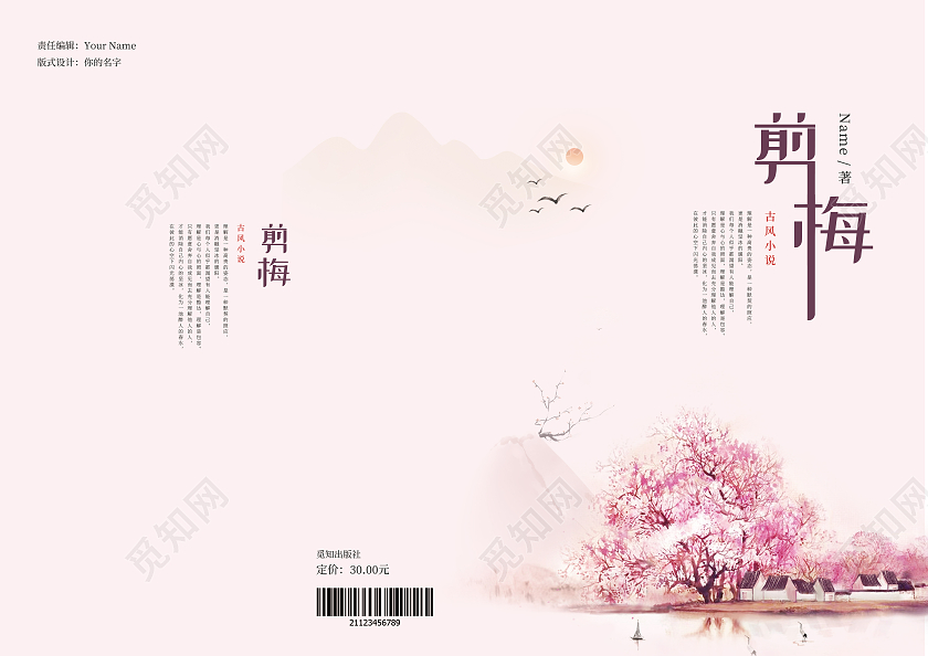 粉色唯美简约书籍封面设计小说封面