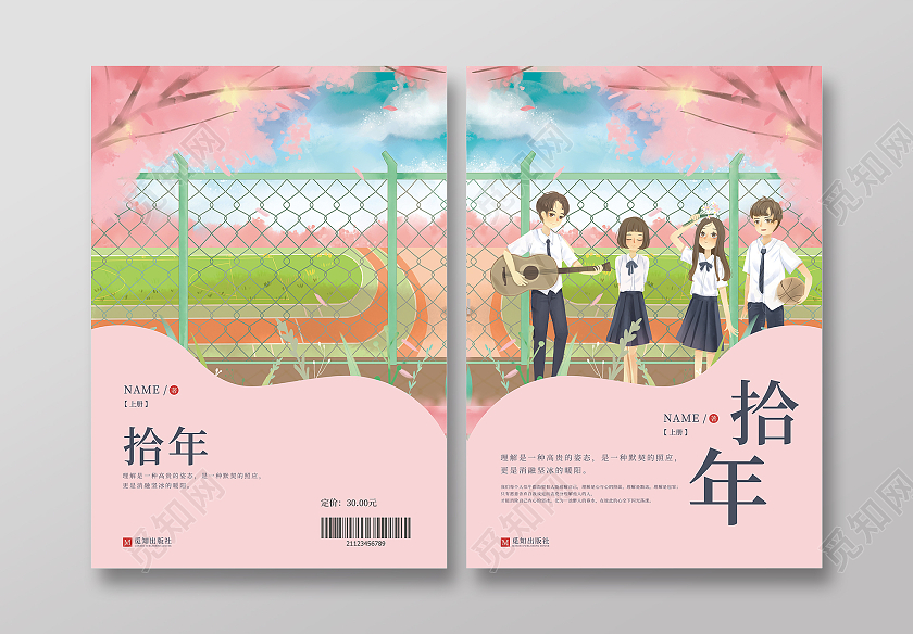 粉色文艺校园小说封面小说书籍封面设计