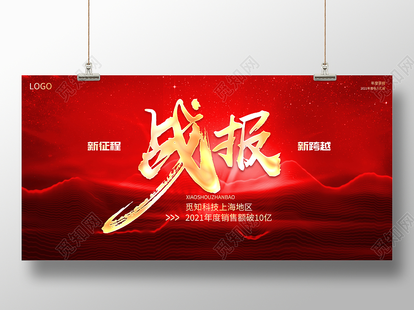 红色大气年度销售战报宣传展板