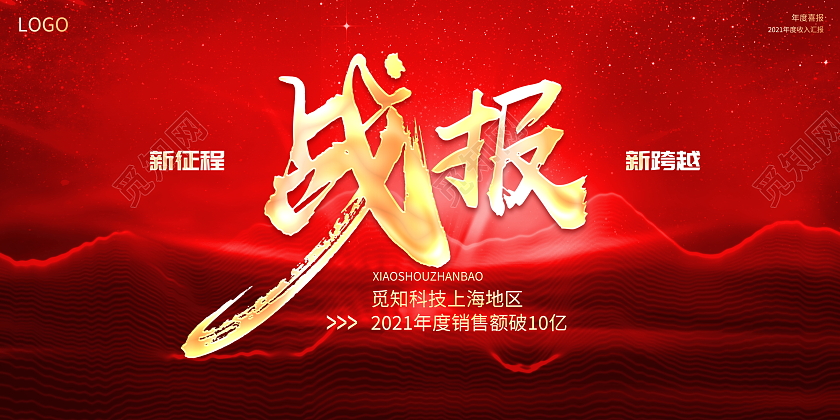 红色大气年度销售战报宣传展板
