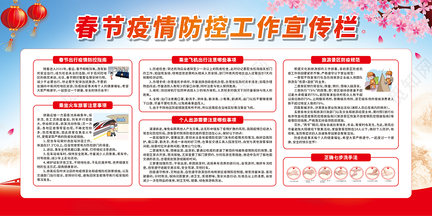 红色卡通渐变做好春节疫情防控工作宣传栏抗疫春节疫情宣传栏