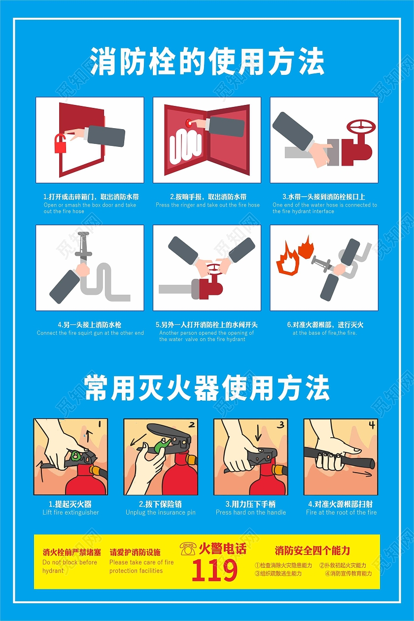 蓝色消防栓和灭火器的使用消防栓灭火器使用方法