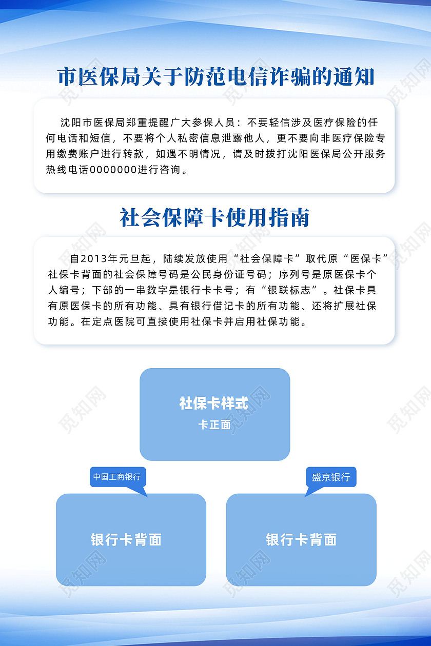 蓝色简约社会保障卡使用指南社保卡海报