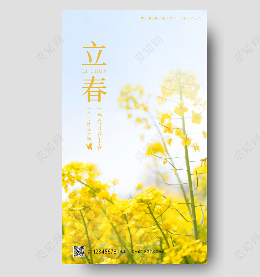 黄色写实风格立春春天海报二十四节气海报立春手机宣传海报