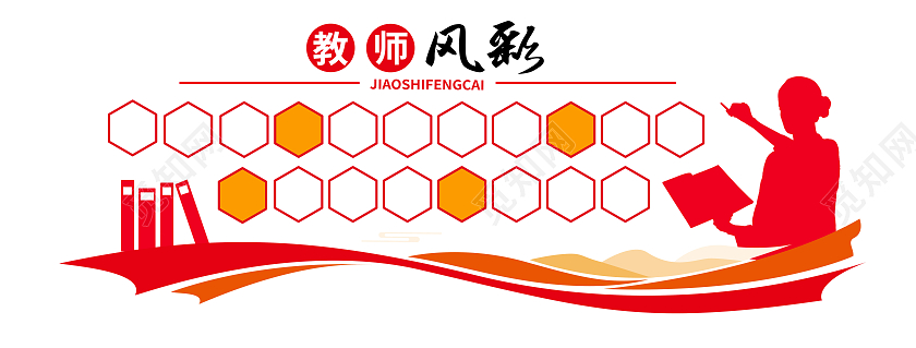 红色简约教师风采文化墙
