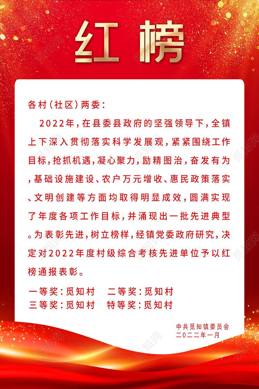 红色简约红榜宣传活动海报