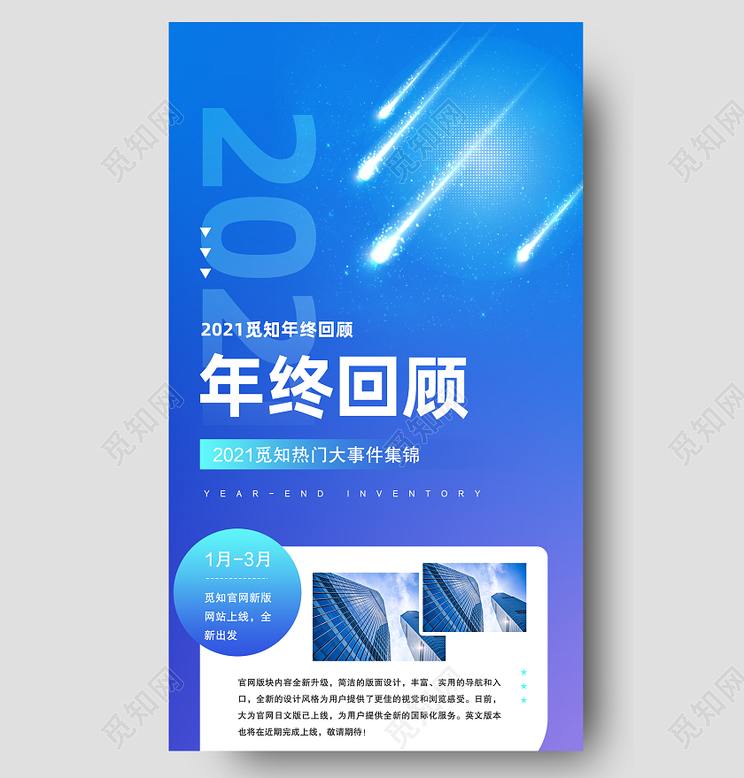 蓝色简约2021年终回顾企业年终大事件回顾蓝色科技感手机长图企业年终大事件回顾蓝色科技感手机海报
