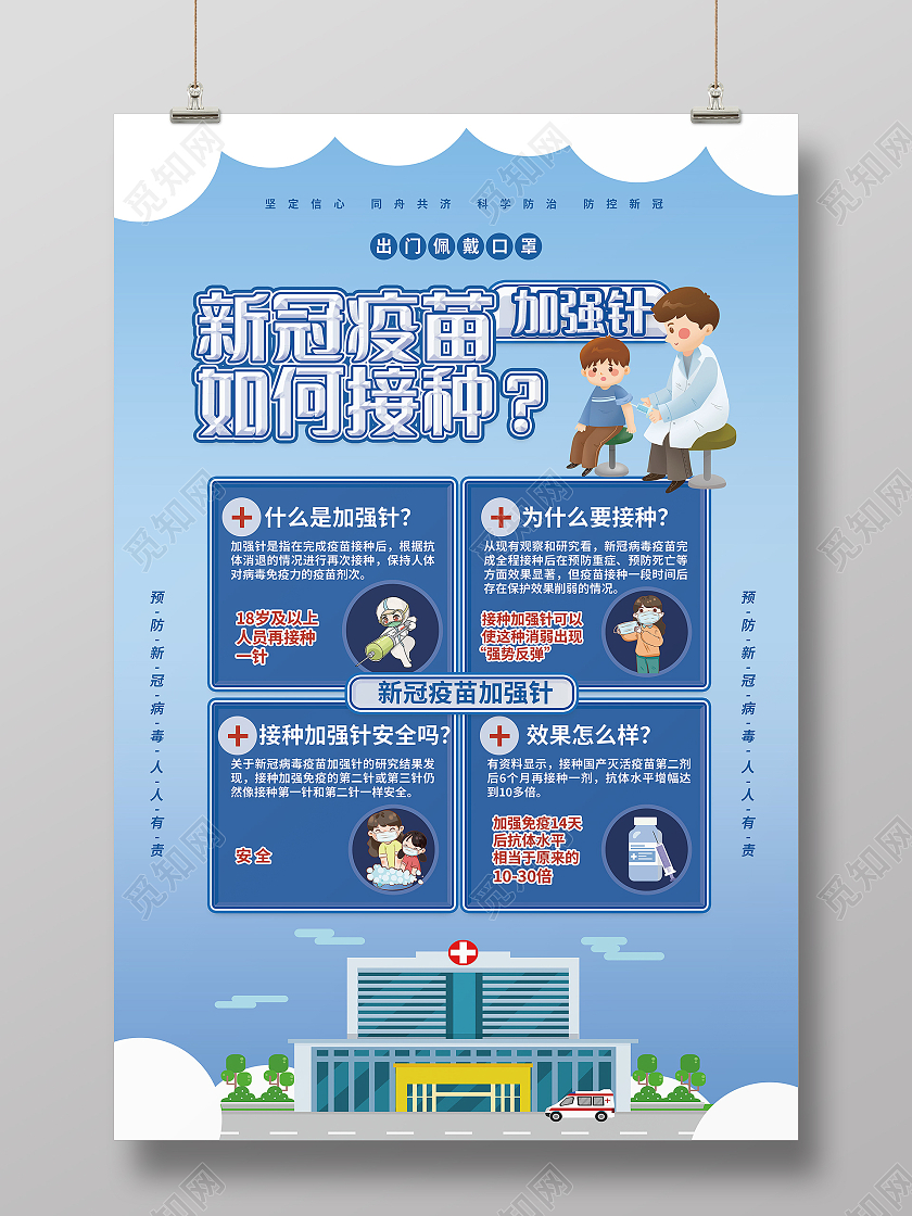 新冠疫苗加强针接种疫情防疫宣传海报加强针海报