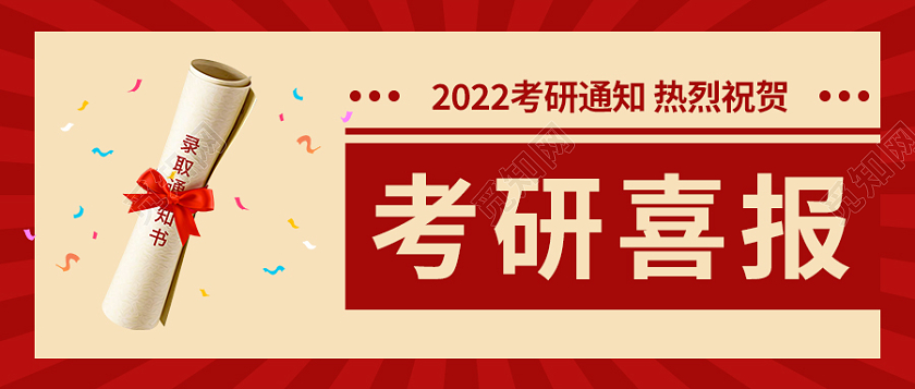 红色复古考研喜报首图微信公众号首图