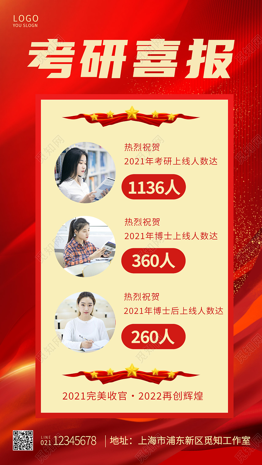 红色喜庆考研喜报手机UI海报考研喜报手机文案海报