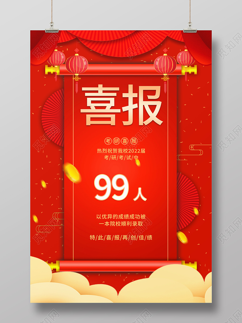 红色喜庆考研喜报宣传活动海报考研喜报海报