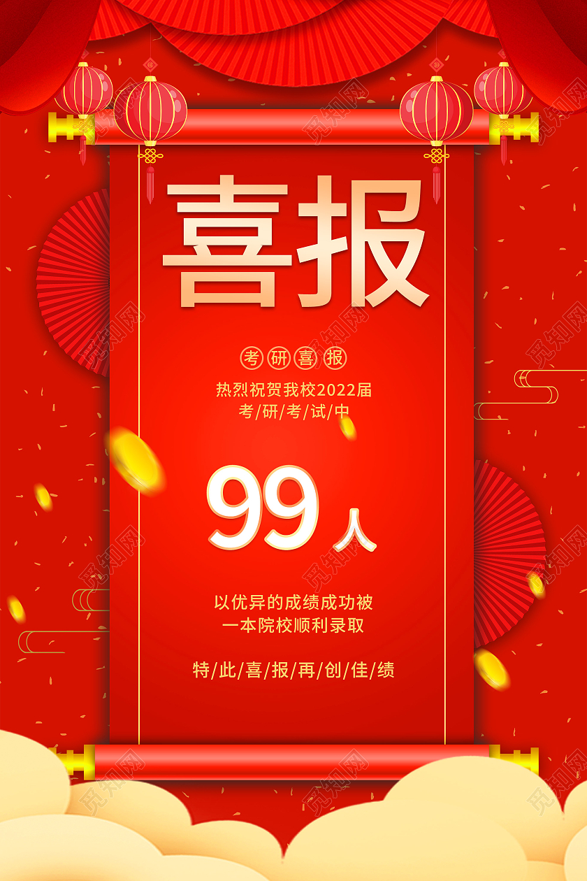 红色喜庆考研喜报宣传活动海报考研喜报海报
