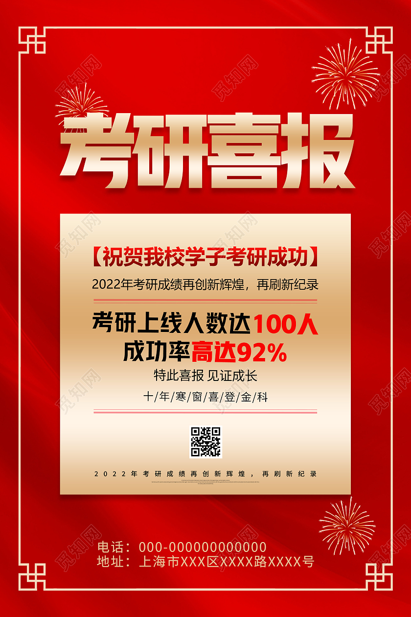 红色大气祝贺考研喜报宣传活动海报考研喜报海报
