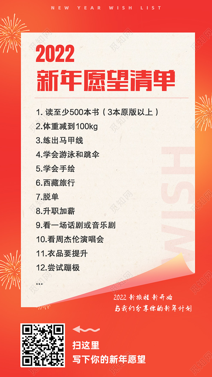 红色简约2022新年愿望清单新年心愿清单H5红色新年心愿清单H5