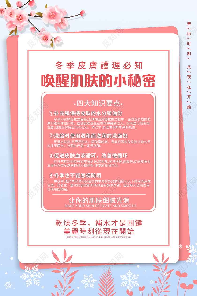 冬季皮肤护理知识要点护肤小秘密模板海报冬季护肤