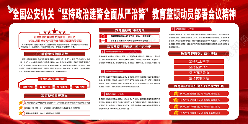 色庄重简约政治建警展板教育整顿