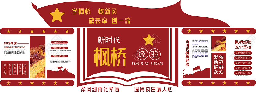 红色简约枫桥经验宣传文化墙枫桥经验文化墙