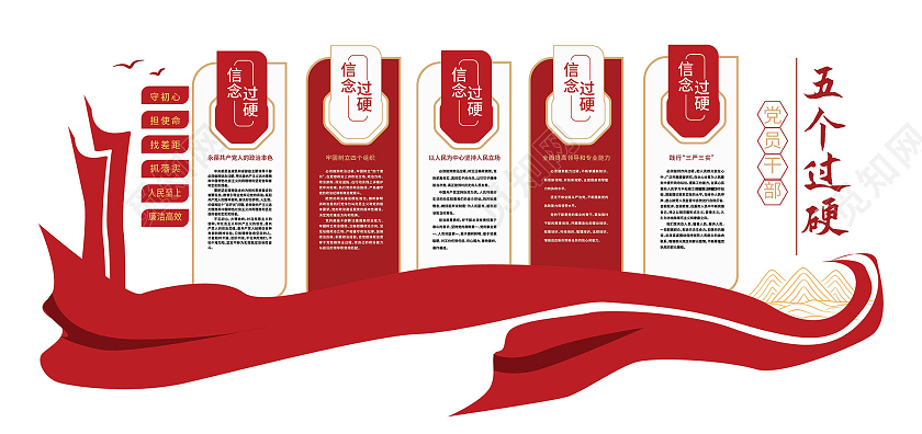 红色创意大气党员干部五个过硬文化墙设计人大代表文化墙