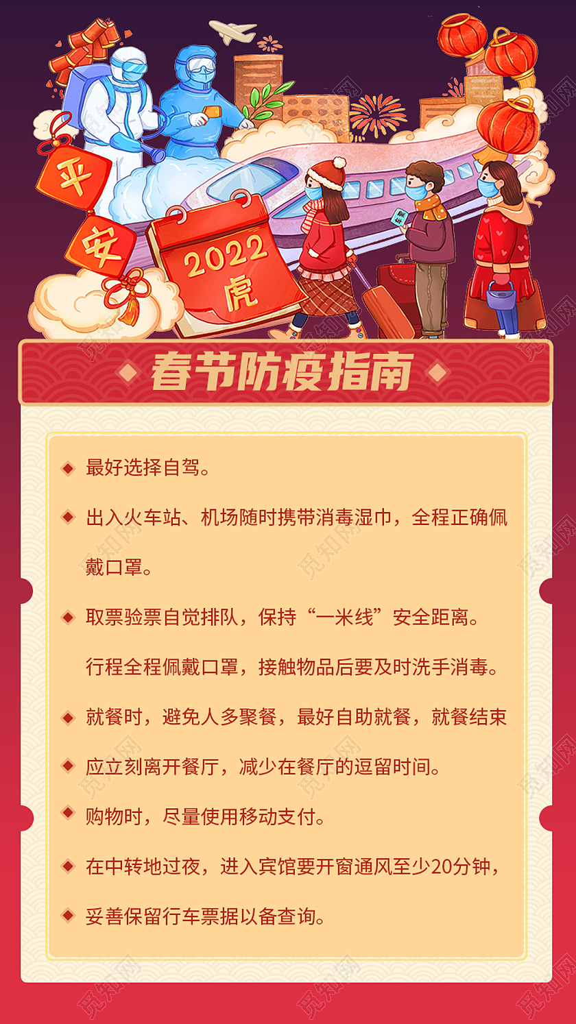 红色卡通春节防疫指南春节防疫H5手机海报