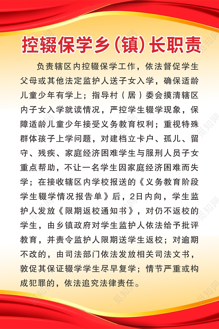 黄红色简约纹理控学保学教育展板背景控辍保学展板