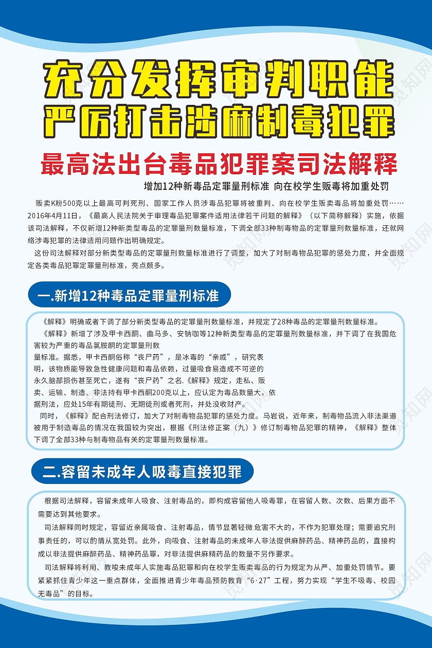 蓝色简约禁毒拒绝黄毒宣传海报背景禁毒宣传单
