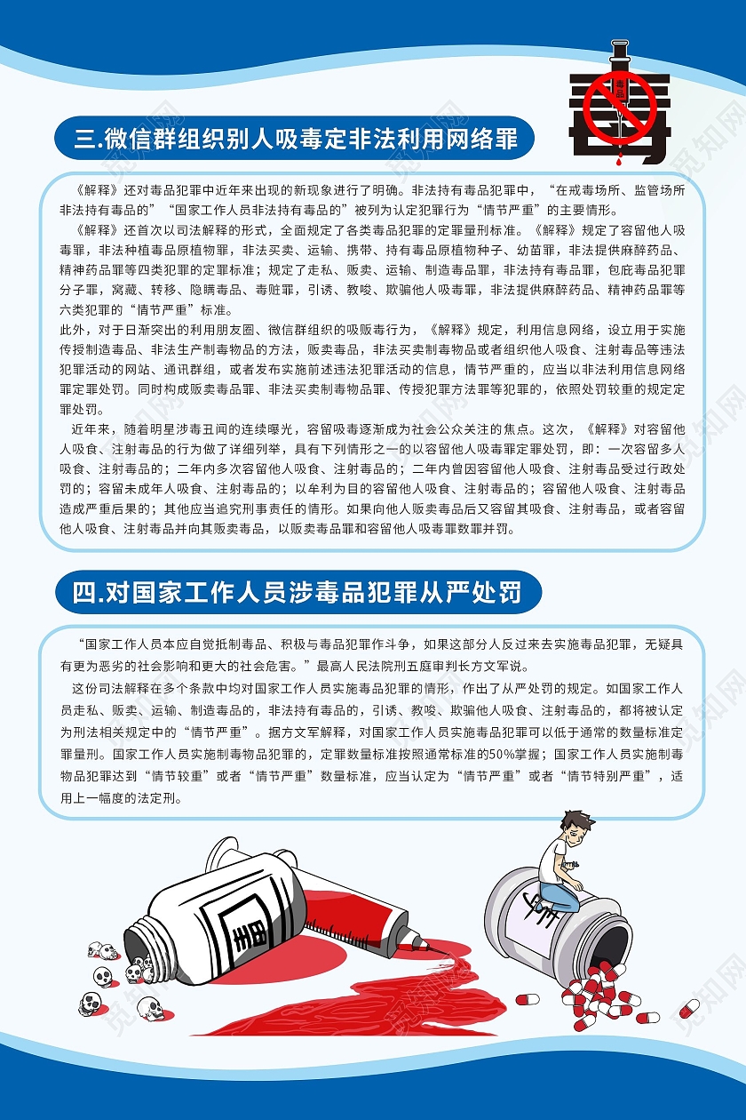蓝色简约禁毒拒绝黄毒宣传海报背景禁毒宣传单