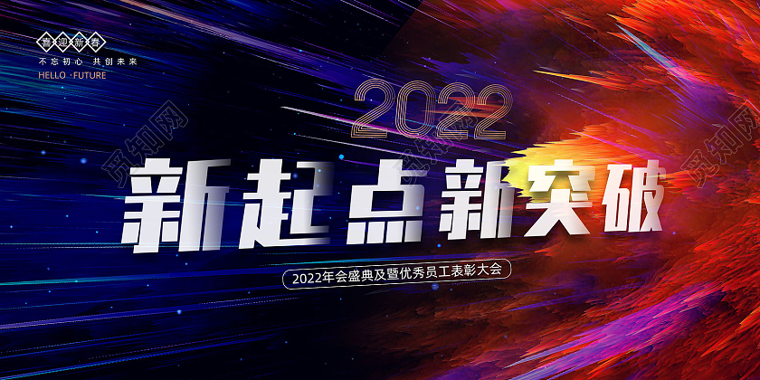 新起点新突破绚丽星空2022年会盛典展板