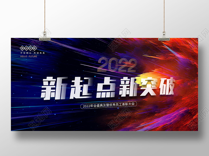 新起点新突破绚丽星空2022年会盛典展板