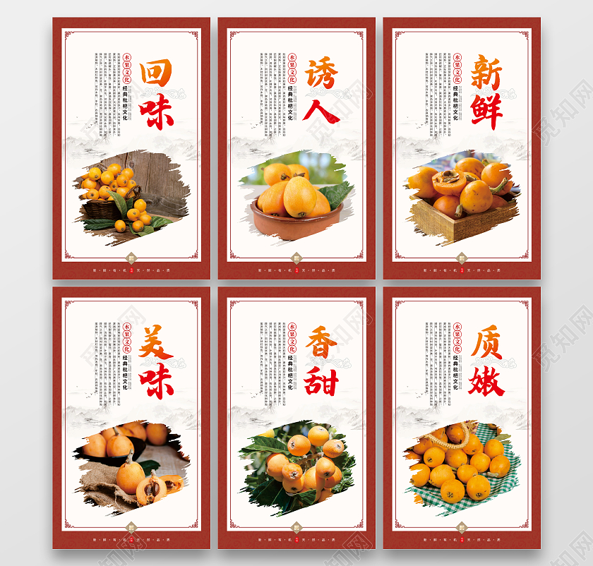 红色复古画框新鲜枇杷套图