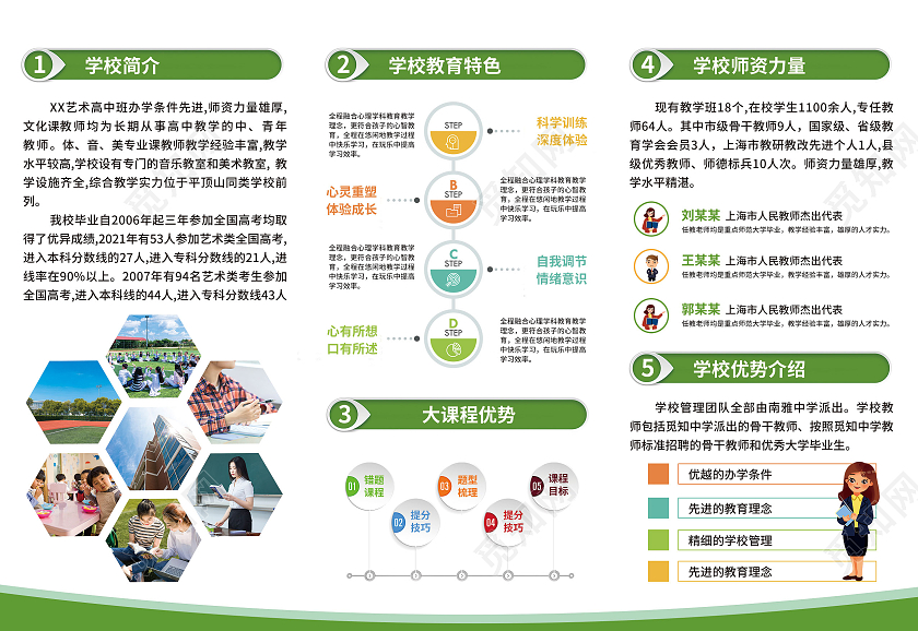 绿色卡通插画简约风春季班火热招生中春季招生三折页