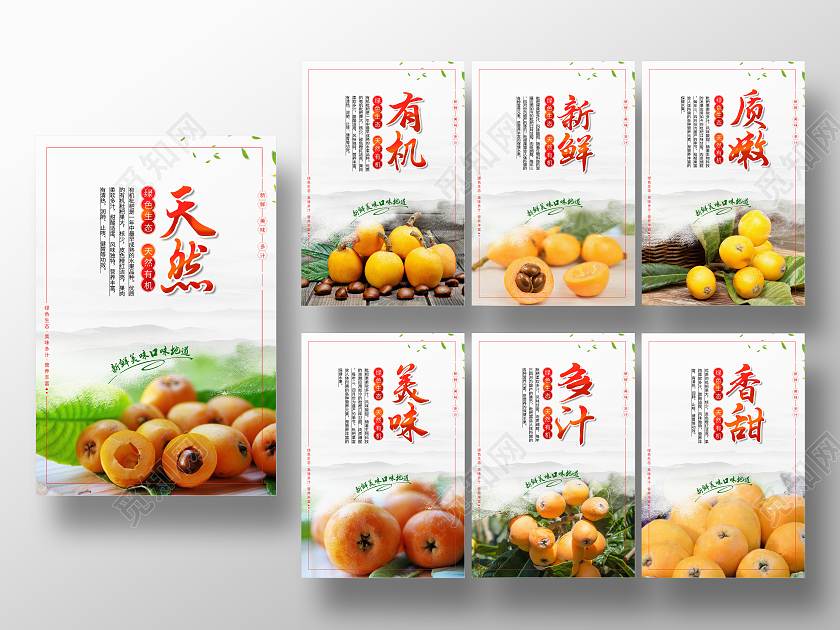 新鲜水果枇杷套图简约海报