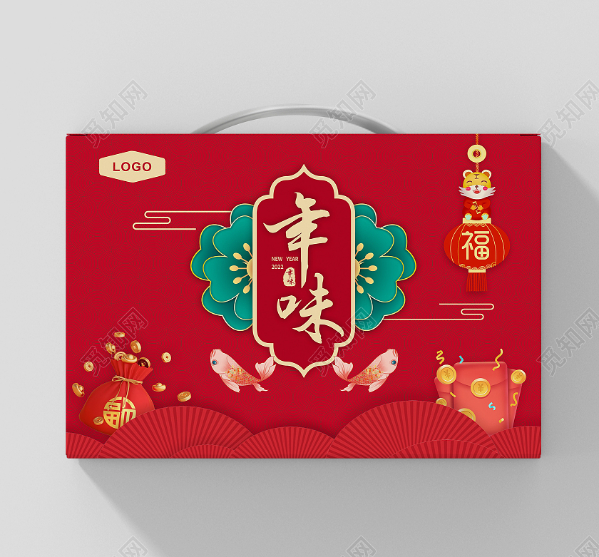 红色剪纸2022年虎年年味包装设计