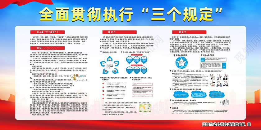 简约大气全国贯彻执行三个规定宣传展板宣传栏