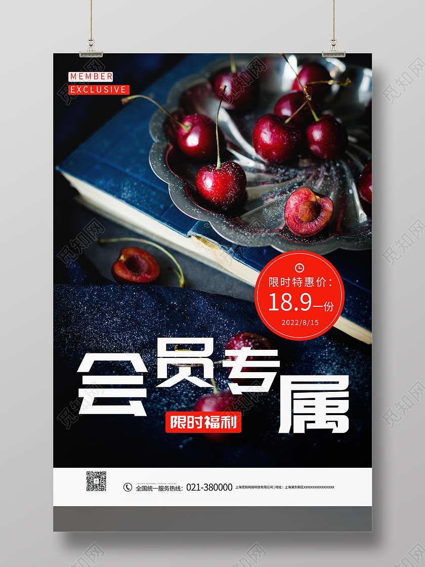 黑色简约风会员专属限时福利海报会员福利海报