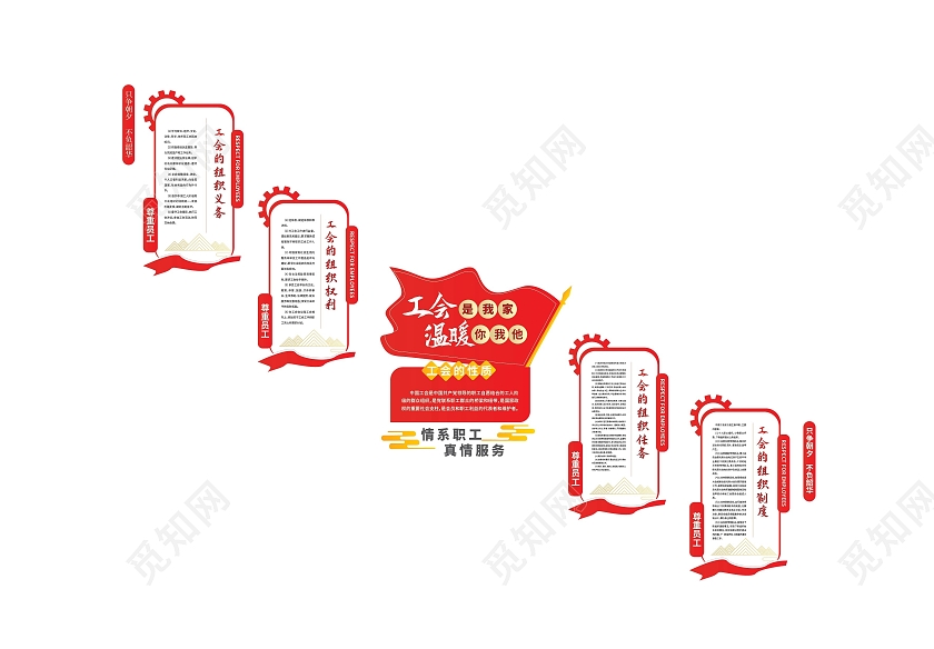 红色创意大气工会是我家温暖你我他工会文化墙设计工会之家文化墙