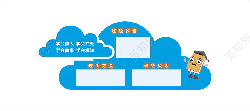 蓝色卡通班级文化学校文化墙班级文化墙