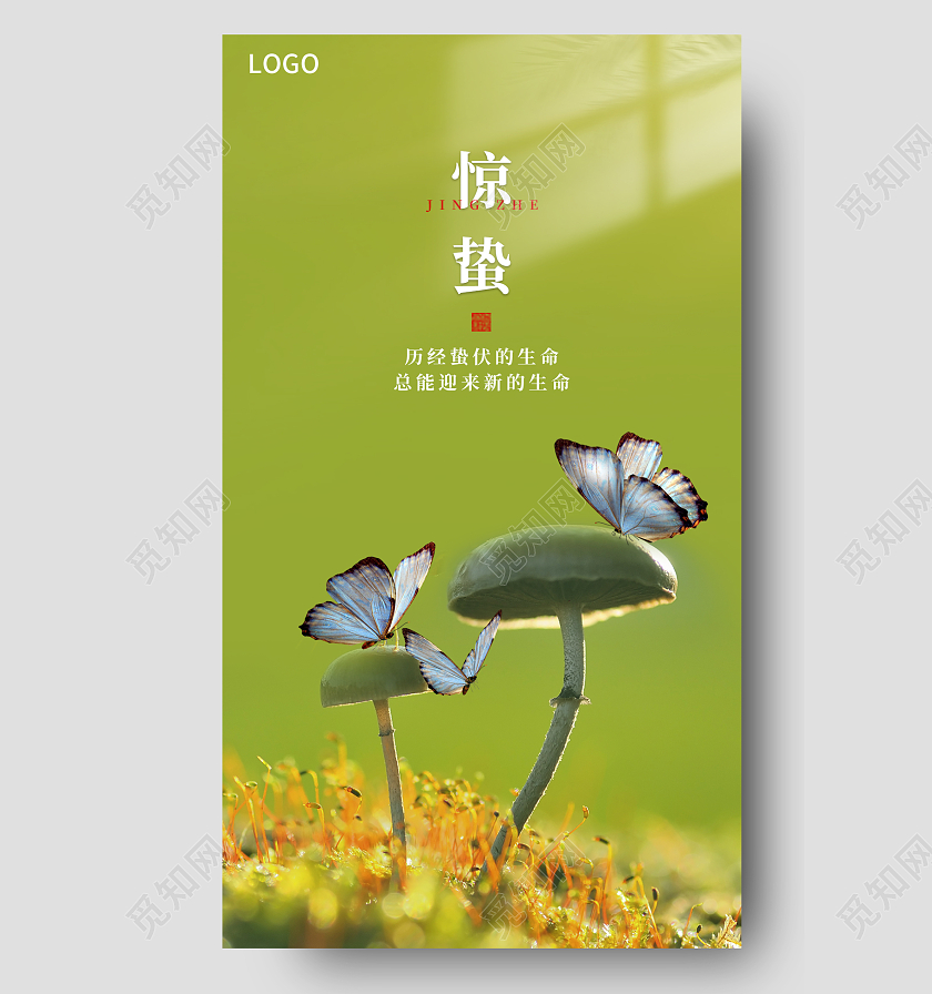 淡绿色简约大气惊蛰手机宣传海报惊蛰二十四节气