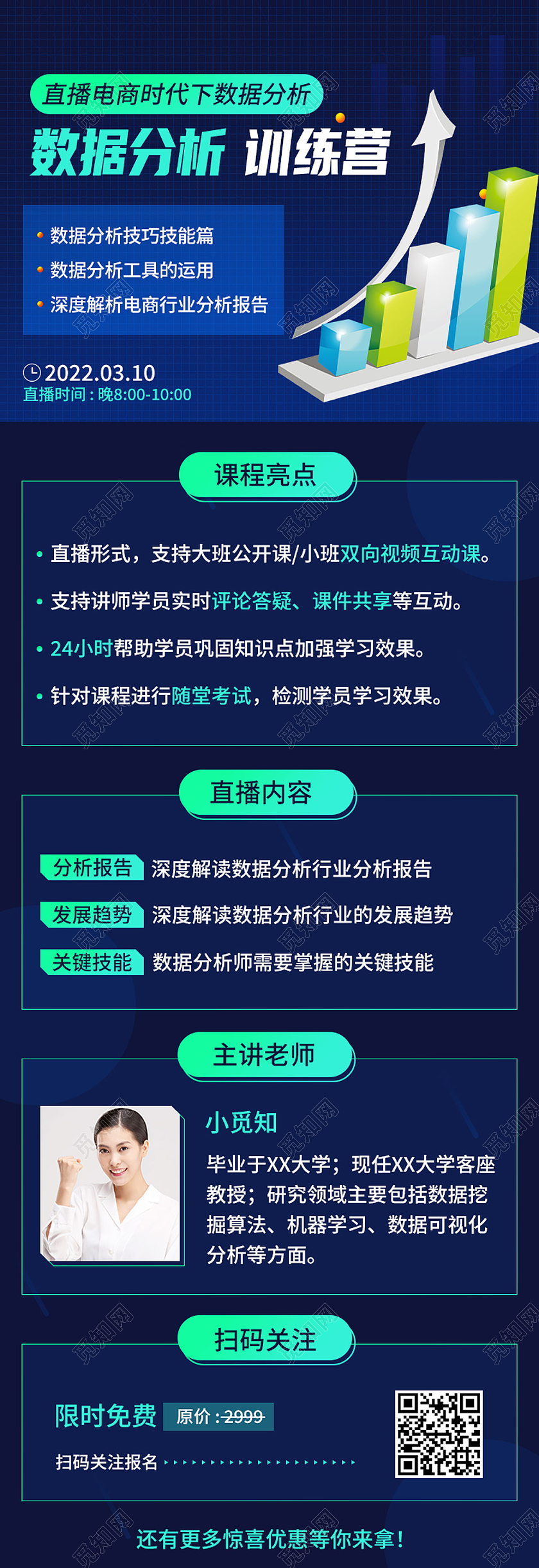 蓝色简约数据分析电商数据淘宝数据训练营科技感长图