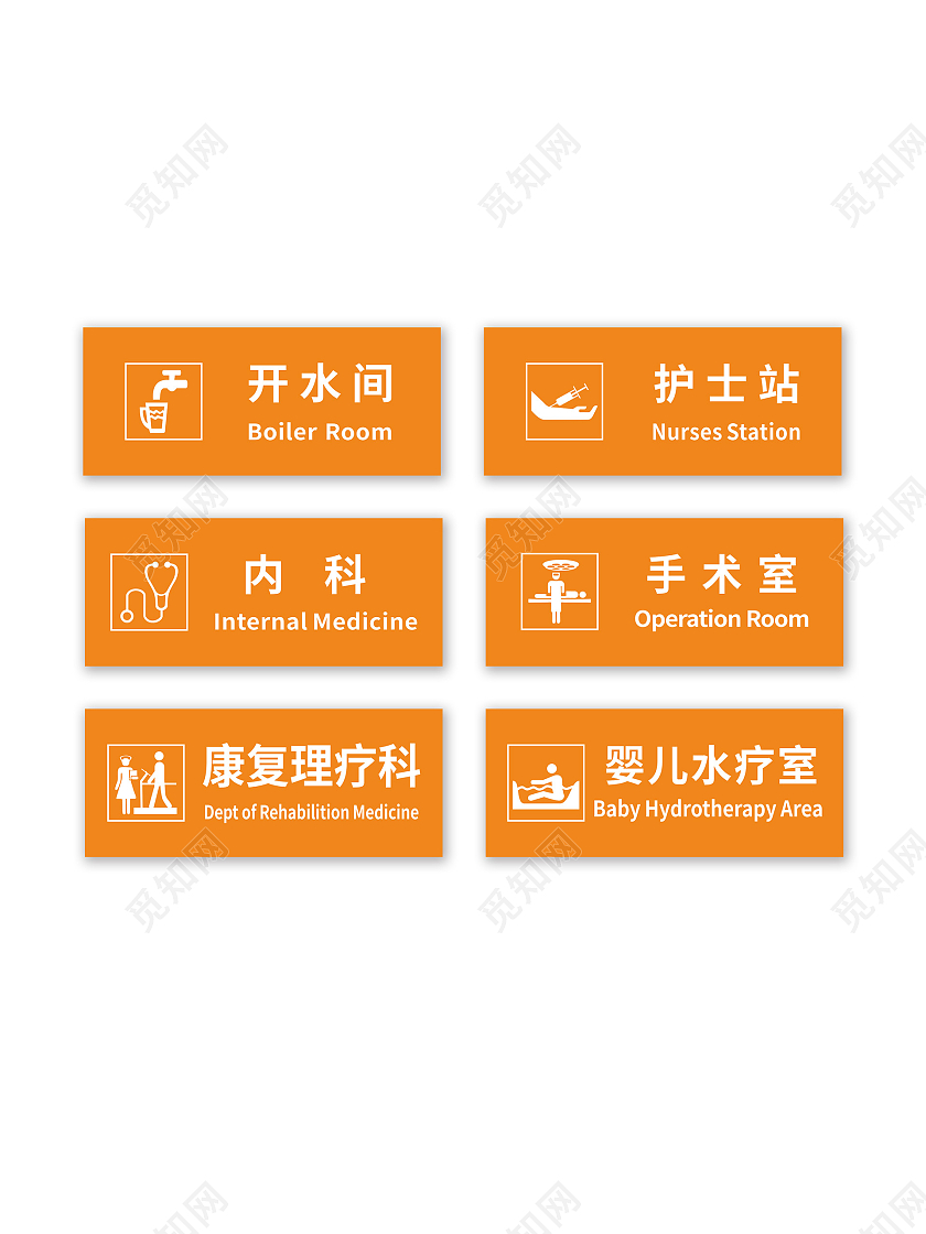 橙色简约医院科室应用标识指示牌医院门牌