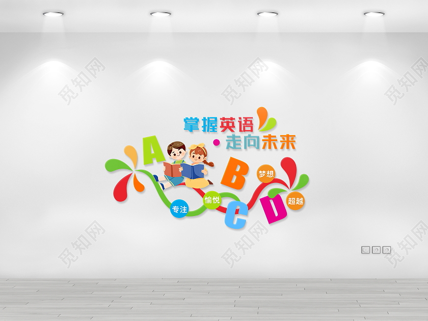 卡通大气掌握英语走向未来英语文化墙校园文化墙