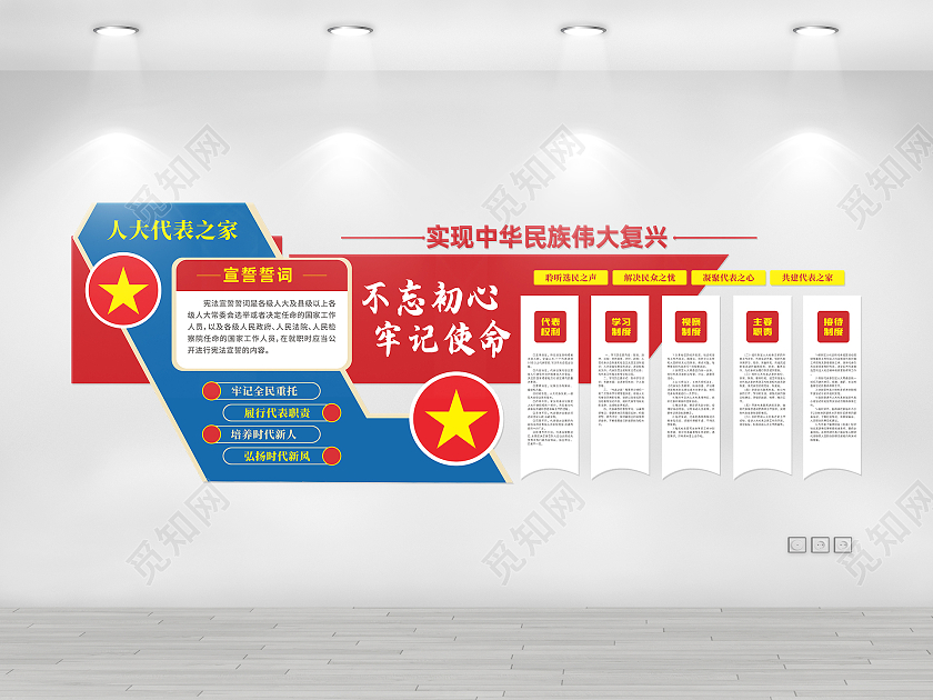 简约大气人大代表文化墙中国梦宣传样式