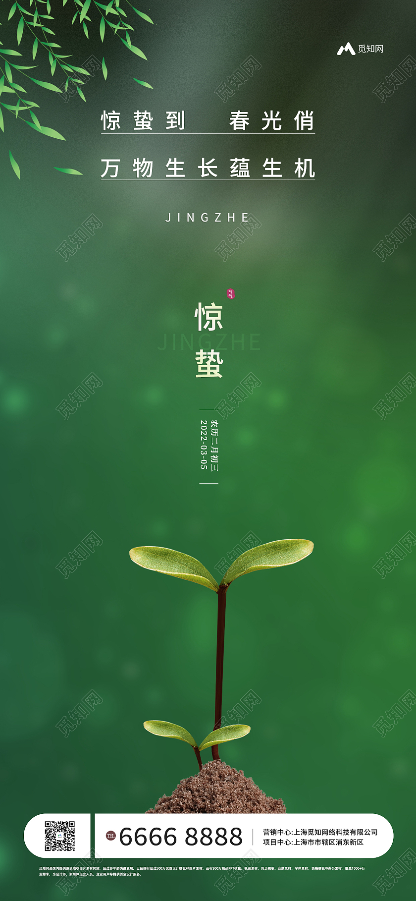 绿色清晰惊蛰万物生长易拉宝