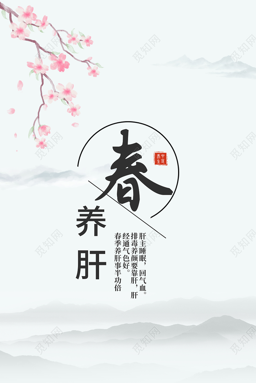 国风典雅春养肝中医养肝海报春季养肝
