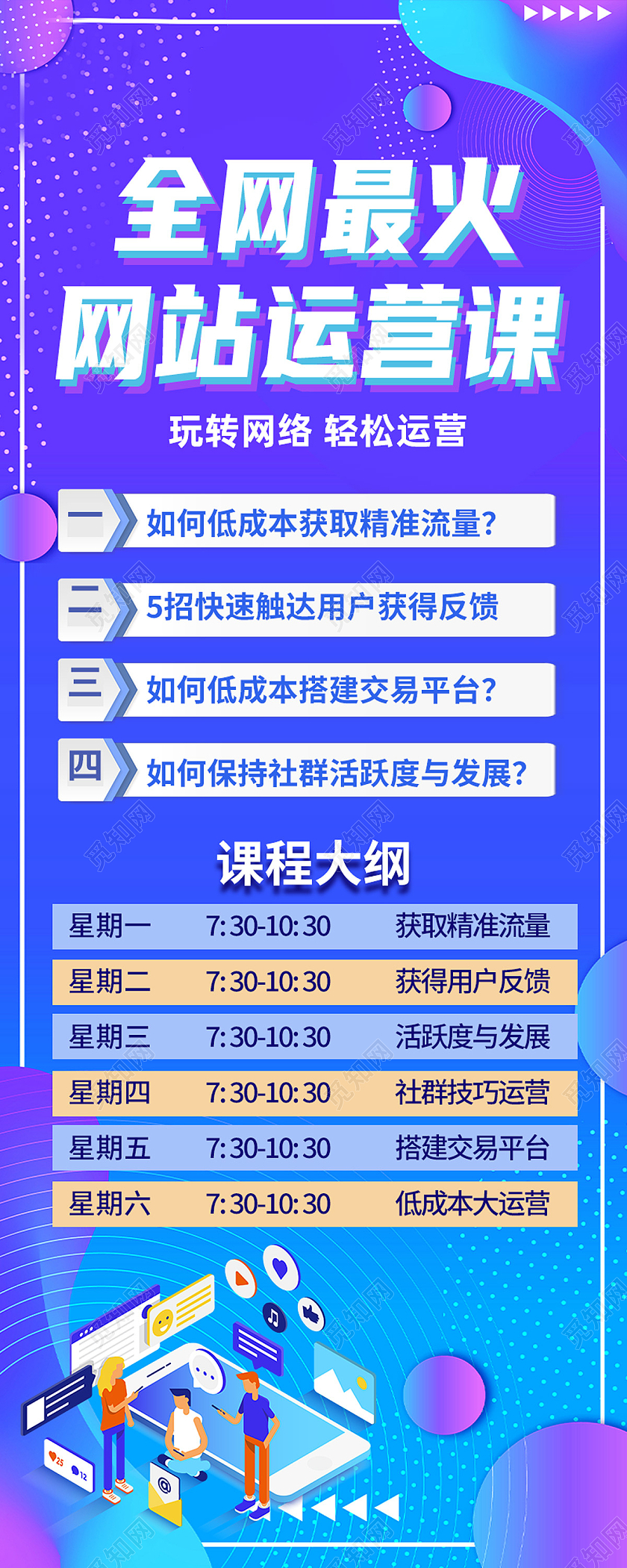 紫色流体全网最火网站运营课抖音运营长图
