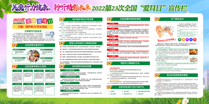 全国爱耳日关爱听力健康聆听精彩未来全国爱耳日宣传栏