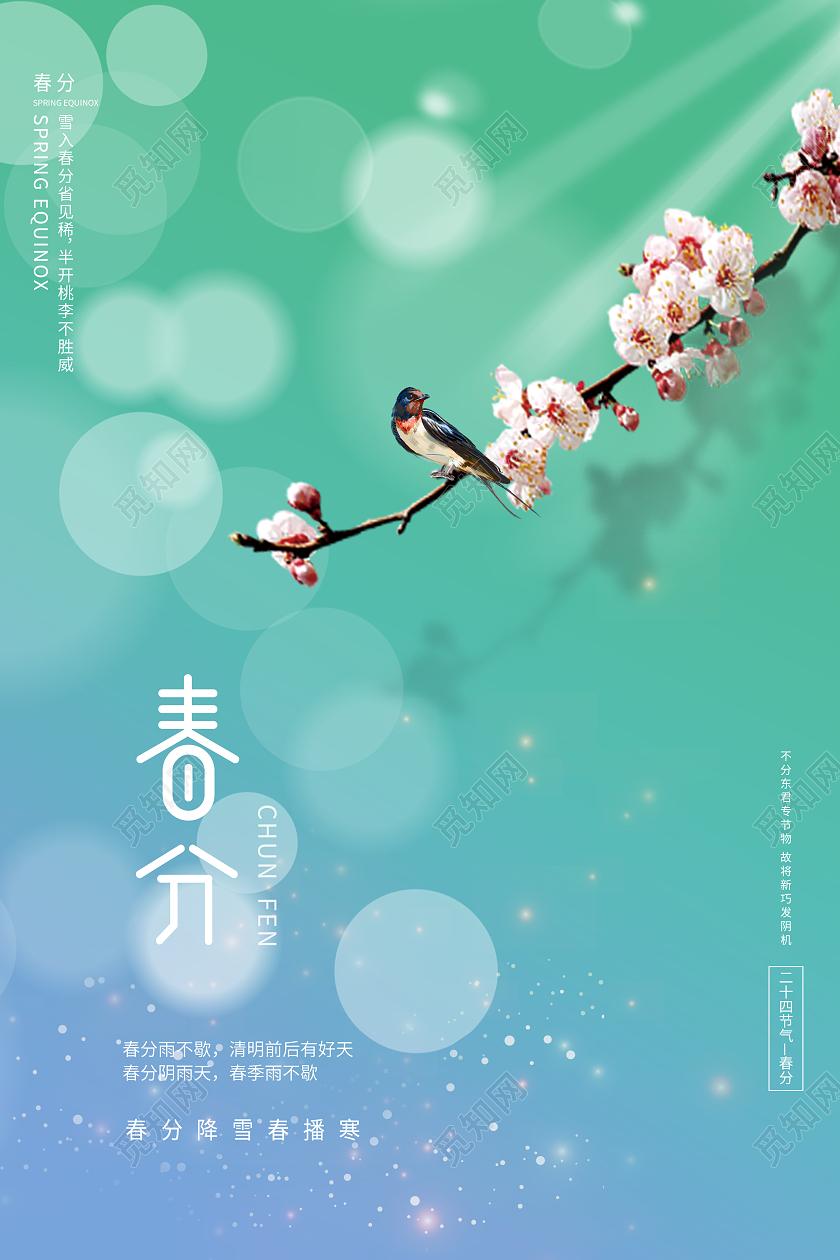 大气渐变春分节日节气海报24节气二十四节气春分
